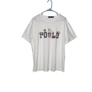 Polo Ralph Lauren Shirt Men XL Slim Fit USA Olympics White Graphic T Shirt